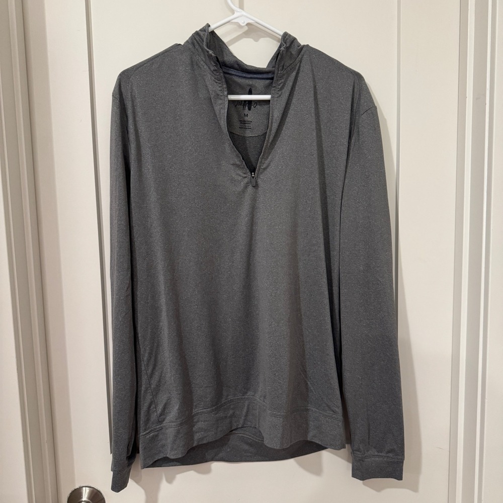 Johnnie-O Mens Gray Performance Quarter Zip Pullover Sweatshirt Size M Heathered
